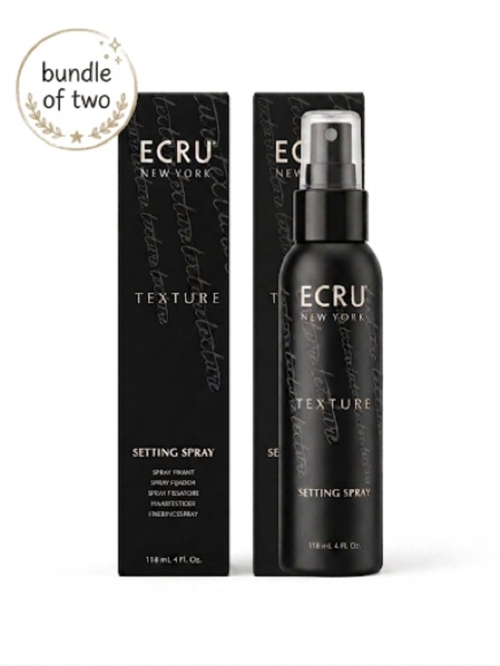 (2) ECRU New York Setting Sprays, Lightweight Hair Heat & Frizz Protectant